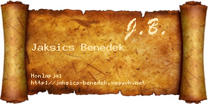 Jaksics Benedek névjegykártya